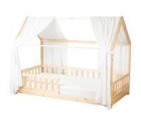 Sevira Kids Set double ciel de lit cabane en gaze de coton - Blanc 130x390 cm Made in France