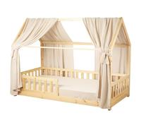 Sevira Kids - Set Double Ciel de lit cabane en Gaze de Coton Duo - 130x390 cm Made in France
