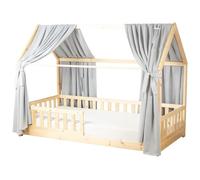 Sevira Kids - Set Double Ciel de lit cabane en Gaze de Coton Duo - 130x420 cm Made in France