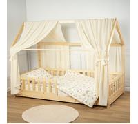 Sevira Kids Set double ciel de lit cabane en gaze de coton - Écru 130x390 cm Made in France
