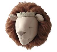 Sevira Kids | Trophée Mural Lion en Lin - décoration Chambre bébé Enfant - 35 x 35 x 25 cm