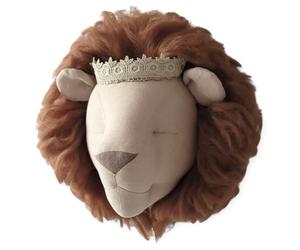 Sevira Kids | Trophée Mural Lion en Lin - décoration Chambre bébé Enfant - 35 x 35 x 25 cm