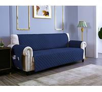 sevi's Housses de Canapé 2 Places 120cm Impermeable avec Accoudoirs, Réversible Protégé Canapes -Bleu