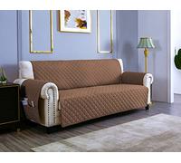 sevi's Housses de Canapé 2 Places 120cm Impermeable avec Accoudoirs, Réversible Protégé Canapes -Marron Clair