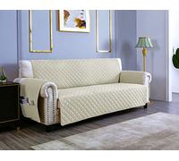 sevi's Housses de Canapé 3 Places 170cm Impermeable avec Accoudoirs, Réversible Protégé Canapes -Crème Blanc