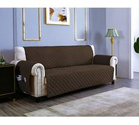 sevi's Housses de Canapé 3 Places 170cm Impermeable avec Accoudoirs, Réversible Protégé Canapes -Marron Foncé