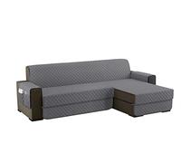 sevi's Housses de Canapé Dangle 200cm Gauche/Droit Universel Impermeable avec Accoudoirs, Réversible Protégé Canapes -Gris Clair