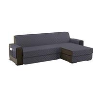 sevi's Housses de Canapé Dangle 200cm Gauche/Droit Universel Impermeable avec Accoudoirs, Réversible Protégé Canapes -Gris Foncé