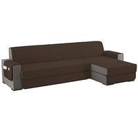 sevi's Housses de Canapé Dangle 250cm Gauche/Droit Universel Impermeable avec Accoudoirs, Réversible Protégé Canapes -Marron Foncé