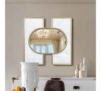 SEVOLY Miroirs muraux dorés, 61 x 61 cm, Grand Format, décoration Murale en métal, antirouille, Moderne, en Fer, pour la Maison, Le Salon, Le Couloir, l'hôtel.,1pcs