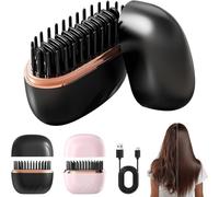 Sevoure Capsule Fer à lisser et coiffer, mini peigne à lisser sans fil portable pour voyage, rechargeable par USB, brosse à lisser cheveux raides double usage (noir)