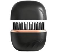 Sevoure Capsule Fer à lisser et coiffer, mini peigne à lisser sans fil portable pour voyage, rechargeable par USB, brosse à lisser cheveux raides double usage (noir)