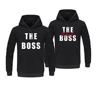 Sevpuikl Couple Sweatshirt à Capuche pour Partenaire Sweat-Shirt King Queen Hoodie Valentine's Day Amoureux Mr Mrs Pullover 1 Pièce(Noir-Men,L)