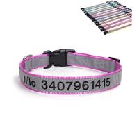 SEVSO Collier réfléchissant personnalisé pour chien, collier pour chien brodé avec nom et numéro de téléphone, peut être utilisé avec une corde de traction (violet clair)