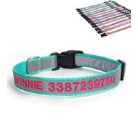 SEVSO Collier réfléchissant pour chien avec nom et numéro de téléphone - Peut être utilisé avec une corde de traction (lumière verte)