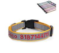 SEVSO Collier réfléchissant pour chien avec nom et numéro de téléphone, peut être utilisé avec une corde de traction (jaune)
