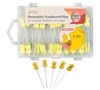 Sew Easy Lot de 100 épingles numérotées de 43 mm, numérotées de 1 à 10, 10 de Chaque numéro, Attaches pour matelassage, Couture, badigeonnage, Artisanat, Couture - Jaune