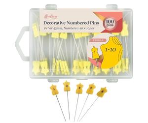 Sew Easy Lot de 100 épingles numérotées de 43 mm, numérotées de 1 à 10, 10 de Chaque numéro, Attaches pour matelassage, Couture, badigeonnage, Artisanat, Couture - Jaune