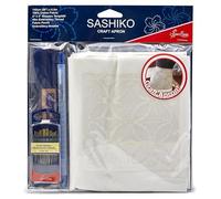 Sew Easy Sashiko Kit - 65 x 35 cm Craft Your Own Tablier, Kit complet avec fils de tissu, modèles de tissu, aiguilles à crayons, instructions (français non garanti)