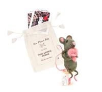 Sew Heart Felt Souris en forme de cœur assis avec pieds à la main | Décoration d'intérieur en laine bio | Décoration en peluche du commerce équitable | Cadeau pour toutes les occasions | Parfait pour