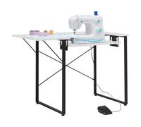 Sew Ready Dart Wood/Metal Multipurpose Machine Table Workstation Desk with Folding Top for Crafts, Sewing, Computers, Laptops, Games, Black Graphite/White 23D x 41W x 30H in