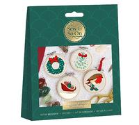 Sew & So On Kit de broderie « Merry and Bright » - Comprend tous les accessoires de bricolage nécessaires - Idéal pour les adultes et les enfants plus âgés - Cadeau idéal pour les loisirs créatifs -