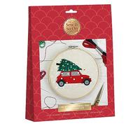 Sew & So On Kit de broderie pour voiture avec arbre de Noël, comprend tous les accessoires de bricolage nécessaires, idéal pour les adultes et les enfants plus âgés, fait un excellent cadeau