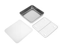 SEWACC 1 Ensemble Set de Plat à Rôtir Rectangulaire Acier Inoxydable avec Couvercle et Grille de Refroidissement Accessoires Bbq Conteneur de Congélation Organisateur de Cuisine pour