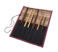 SEWACC 10 Pièces Kit de Calligraphie Chinois pour Pinceaux Sumi | Peau de Loup et Laine, Sélection Polyvalente pour Peinture Traditionnelle, Paquet Rouleau Inclus pour Transport