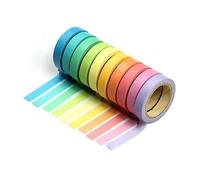 SEWACC 10 Rouleaux Lot Ruban Washi Décoratif Arc Ciel Bande Adhésive Masking Tape Colorée pour Scrapbooking Bricolage Décoration Diy Fournitures