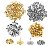 SEWACC 100 paires Fermoirs Épingles Broche Métal Lot Doré et Nickel Attache Pins Sécurisée pour Création Bijoux Goupille Verrouillage Brooch Making Pins Remplacement