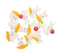 SEWACC 12 pièces Accessoires Résine Lapin et Carotte pour DIY Breloques Mignonnes Résine pour de Téléphone et Magnets Réfrigérateur Décorations et Amusantes