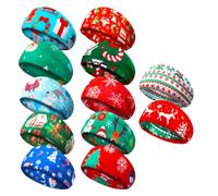 SEWACC 12 Pièces Bandeau de Course Noël Élastique et Respirant, Polyester | Absorbant la Transpiration, Motif Festif, pour Yoga et Entraînement Style Aléatoire