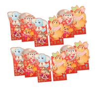 SEWACC 12 pièces Lot de Enveloppes Rouges Chinoises Hong Bao pour An Motifs Animaux de Printemps