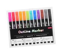SEWACC 12 Pièces Stylos à Double Contour Métalliques Pailletés Couleurs pour Dessin et Garçon Fille et Ados Pointe Fine pour Coloriage et Effets Scintillants