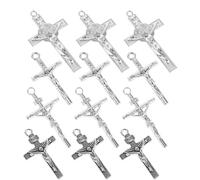 SEWACC 12pièces Lot de Breloques Crucifix pour Bijoux DIY Pendentifs Religieux Représentant la Croix de Jésus Adaptés Création de Chapelets et Colliers