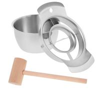 SEWACC 1ensemble Outil à Peler les Fruits Inox avec Bol et Maillet Bois Éplucheur et Équeuteur de Manuel Ustensile de Cuisine Pratique