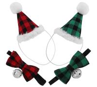 SEWACC 2 Ensembles Chapeau de Noël pour Chien et Chat, Ensemble Nœud | Coton Polyester, pour Petites Bêtes, Style Festif, Usage Varié, Décoration de Fête, Photo de Noël
