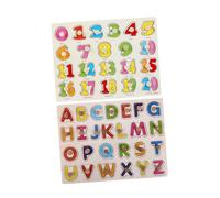 SEWACC 2 Ensembles Puzzle Montessori Bois avec Lettres et Grands Éducatif pour Garçon Fille Développement des Compétences Motrices et Coordination Main-œil Jeu Encastrement pour