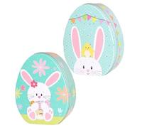 SEWACC 2 Pièces Boîte de Rangement Tôle pour Bonbons de Pâques Lot de Boîtes Décoratives avec Motif Lapin Design Lisse et Fin pour Confiseries Chocolats et Biscuits pour Fêtes et Cadeaux