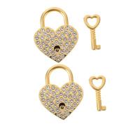 SEWACC 2 pièces Cadenas Forme Cœur avec Scintillants Lot de Cadenas avec Clés Sécurisés pour Bagages Boîte à Bijoux et Journaux Intimes