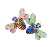 SEWACC 2 pièces Décoration Murale Abeilles Fer Coloré avec Ailes Vertes et Oranges Ornement Suspendu Jardin et Maison Art Mural Abeille pour Décor Jardin et Intérieur