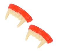 SEWACC 2 Pièces Dents de Vampire Rouges en Résine pour Halloween, Accessoires Cosplay Effrayants pour Garçon et Filles et Adultes Lors de Fêtes à Thème Halloween