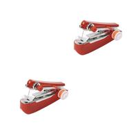 SEWACC 2 Pièces Mini Machine à Coudre Portable Multifonctionnelle sans Fil Manuelle et Compacte pour Réparation Rapide de Vêtements Voyage Domicile Couleur Rouge avec
