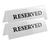 SEWACC 2 Pièces Panneau Réservé en Acrylique Blanc, Panneau de Réservation de Table, Triangle en V Inversé, pour Hôtels et Restaurants, Signalétique de Banquet et Mariage
