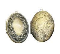 SEWACC 2 Pièces Pendentif Photo Ovale Sculpté Vintage Cadre Photo Commémoratif pour Collier Lot de Médaillons pour Souvenirs