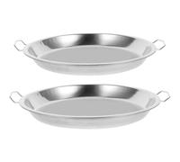 SEWACC 2 Pièces Plat de Cuisson Ovale Argenté en Acier Inoxydable avec | Finition Soignée, Surface Lisse, Usage Familial ou Événement, pour Poisson et Fruits de Mer, Style Élégant
