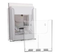 SEWACC 2 Pièces Porte Brochures Mural Acrylique Transparent Support de Document de Organisateur de Stockage Pratique pour Bureau et Exposition Installation Facile avec Adhésif et Vis