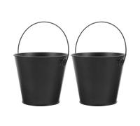 SEWACC 2 pièces Seaux Noirs pour Récupérateur de Graisse Barbecue Collecteur Huile pour Cuisson Seau Ustensile Rustique Multifonction pour Cuisson et Fumoir