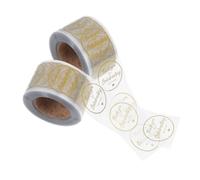 SEWACC 2 rouleaux Étiquettes Autocollantes Merci Rondes Transparentes avec Dorure Lot de Stickers Résistants pour et Décoration Adhésifs Recommandés pour Récompense et Créatifs